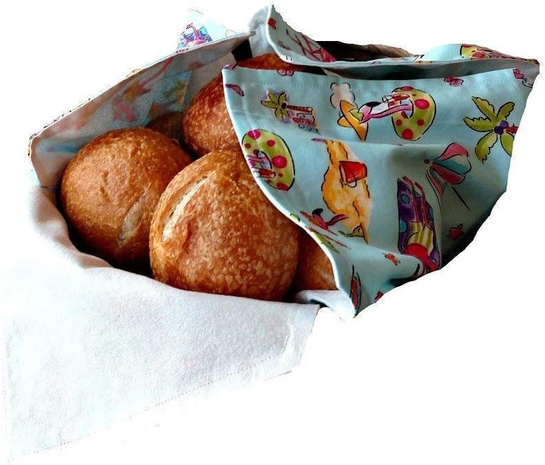 Basket Liner and Warmer for Breads and Rolls in Bright and Fun Flamingo Print