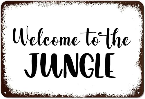 Miniatura 8 de BESTORLOVE Letrero de metal para pared, diseño de bienvenida a la selva, corazón, calentamiento, animales salvajes, decoración de pared, para