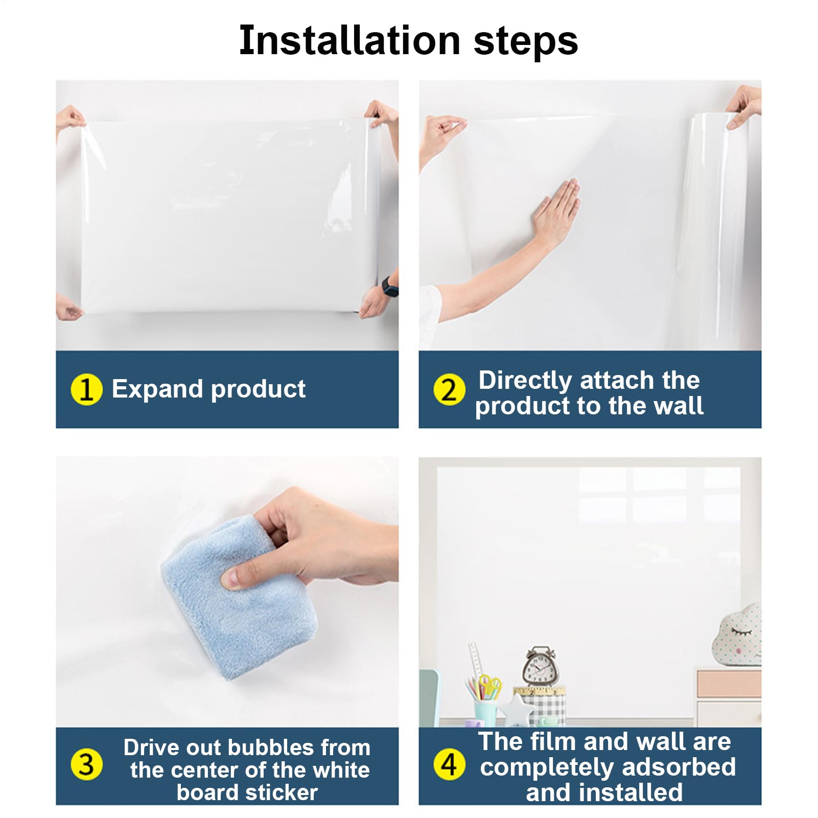Pizarra blanca – Lámina electrostática de pizarra borrable | Pizarra blanca extraíble para pared, mesa y | Lámina de papel de escritura para habitación infantil, escuela y empresa