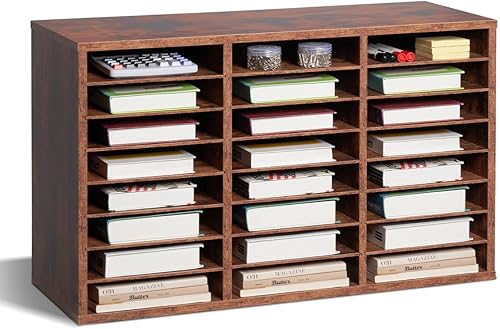Miniatura 15 de VEVOR Organizador de literatura de madera, 36 compartimentos, ranura para buzones con estantes extraíbles, clasificador de archivos para oficina,