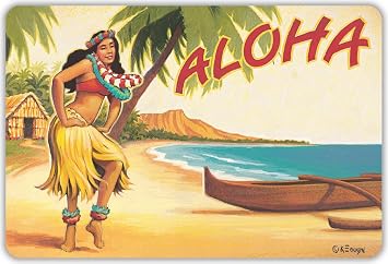 Pacifica Island Art Hawaiian Vintage Postcards for Mailing Pack of 30 - Aloha Beach Hula by Kerne Erickson