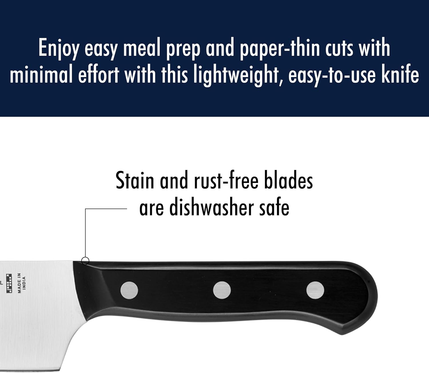 HENCKELS Solution Razor-Sharp 8-inch Chef Knife, German Engineered Informed by 100+ Years of Mastery, Black/Stainless Steel - Image 3