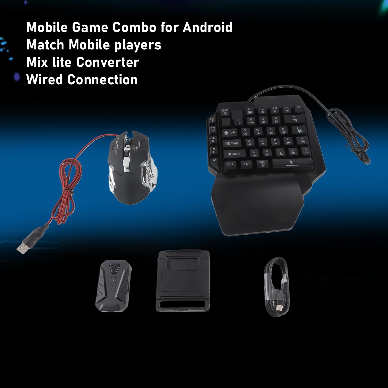 Semme Tastiera e Convertitore per Adattatore da Gioco Cablato per Telefoni Cellulari, Tablet, Plug Play, Senza Ritardi, Include Supporto per Tastiera e Telefono (#1)