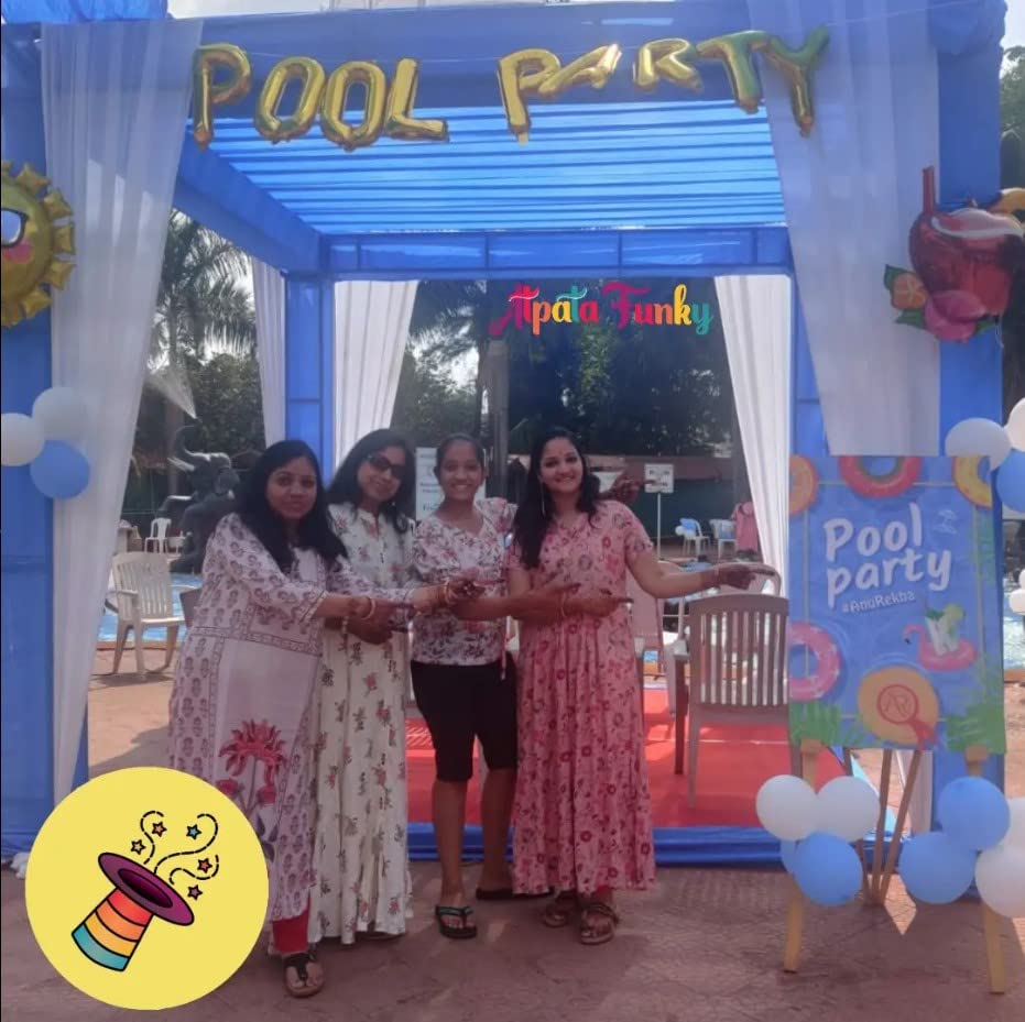 Image of Atpata Funky Pool Party Foil Balloons Combo - Perfect for Poolside Party Celebrations, Birthdays, Wedding Events and Summer Parties