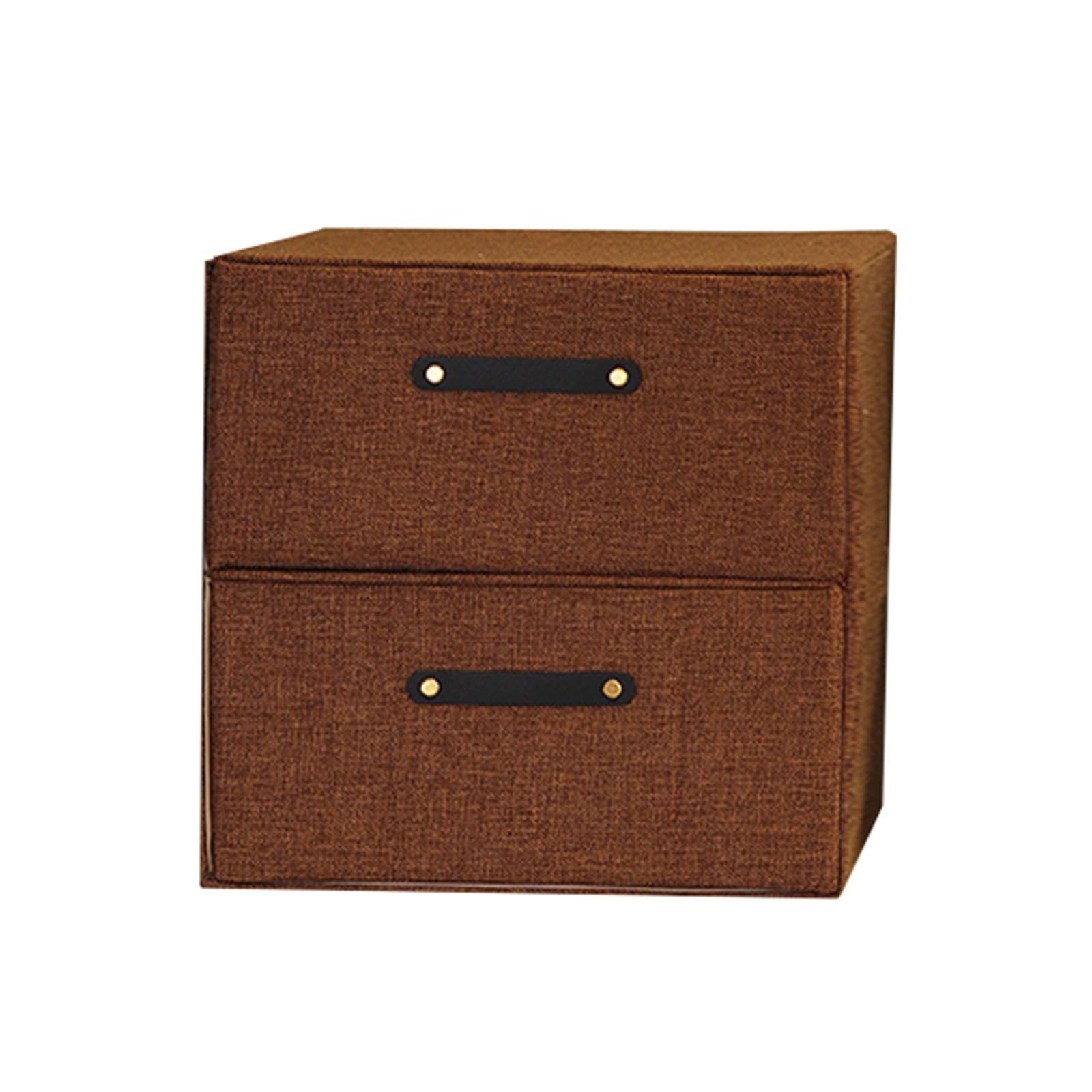 Caja de almacenamiento de tela de doble capa – Soporte tipo cajón para ropa interior y calcetines para armario, 30 x 30 x 30 cm (amarillo/marrón) – ideal para la nización del armario