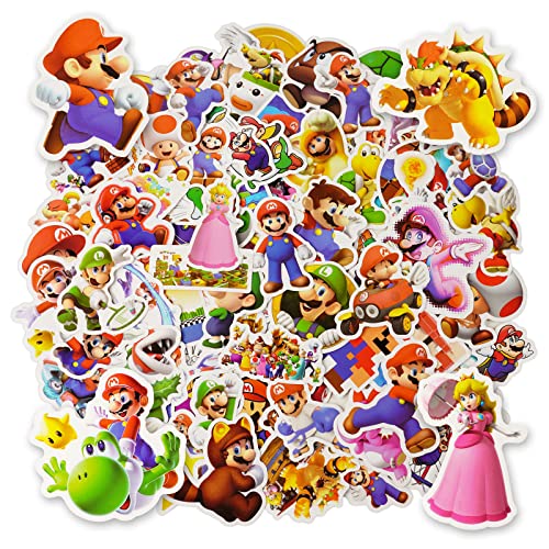 OSDUE Autocollants, 100PCS Autocollants Imperméables, Mario Mignon Autocollants Esthétiques, Ordinateur Portable, Bouteille D'eau, Téléphone, Autocollants De Planche À Roulettes