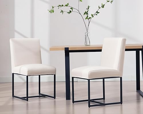 Miniatura 29 de HNY Juego de 2 sillas de cocina cómodas y modernas, de piel sintética, para cocina y comedor, silla auxiliar tapizada con marco de metal con acabado