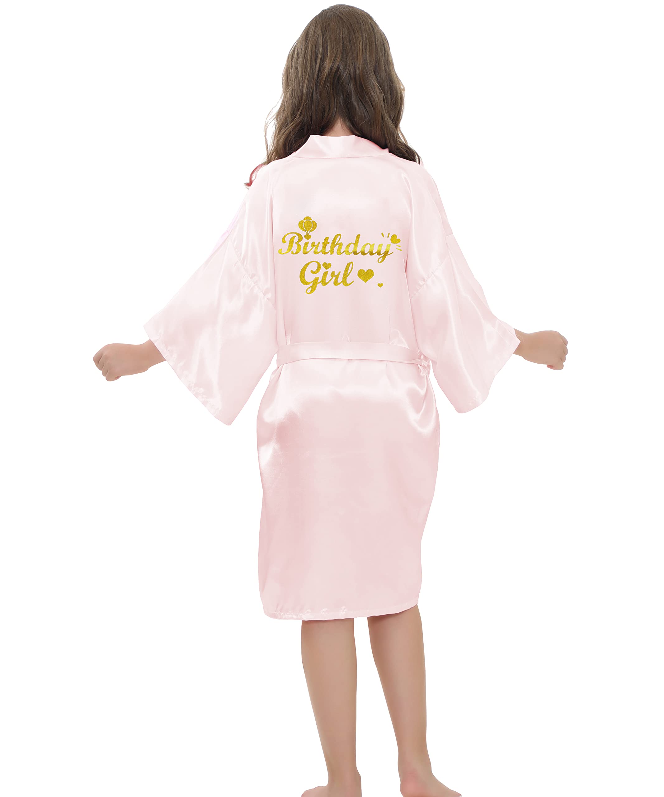 EPLAZA Birthday Squad Girl Robe Women Birthday Queen Robes Kimono for Spa Slumber Sleepover Party (Birthday Girl Pink, 8)