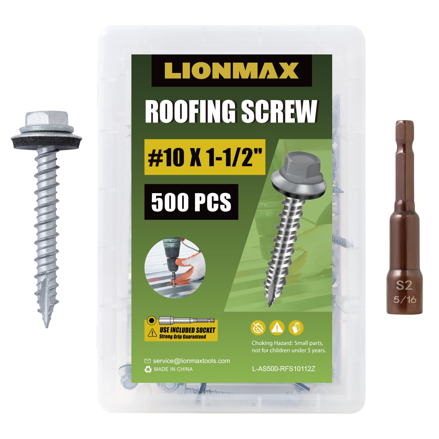 LIONMAX Metal Roofing Screws - Rustproof & Durable -10