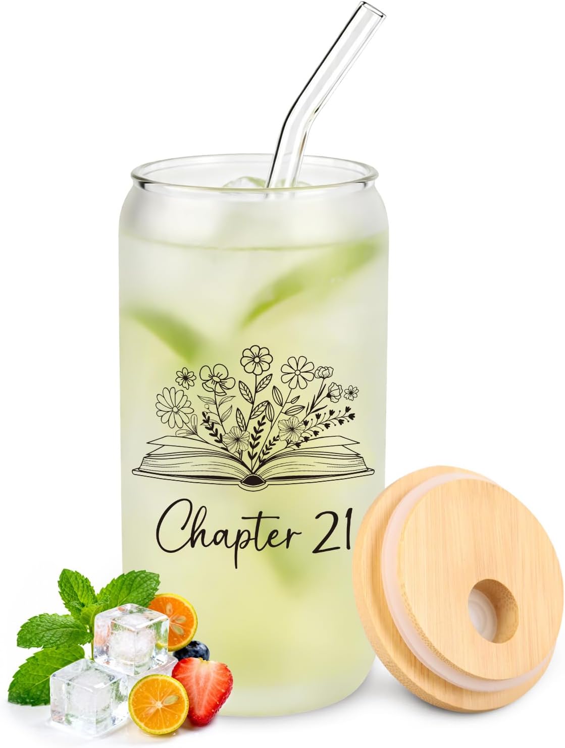 40th Birthday Gifts for Women – Chapter 40 Frosted Glass Cup with Lid & Straw, Meaningful Gift for Women Turning 40, Aesthetic Birthday Gift for Best Friend, Sister, Wife, 40 Year Old Gift Ideas