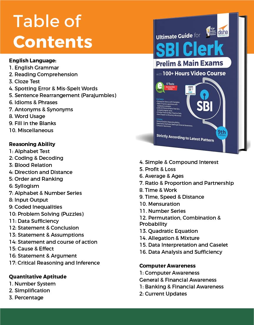 Ultimate Guide for SBI Clerk Prelim & Main Exams with 100+ Hours Video Course (9th Edition) 1
