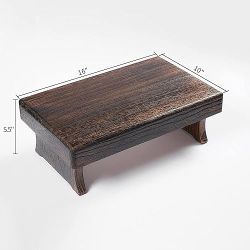 Miniatura 2 de Taburete de madera, taburete de cama rectangular portátil, escalera pequeña para cocina y baño, taburete reposapiés debajo del escritorio, gran