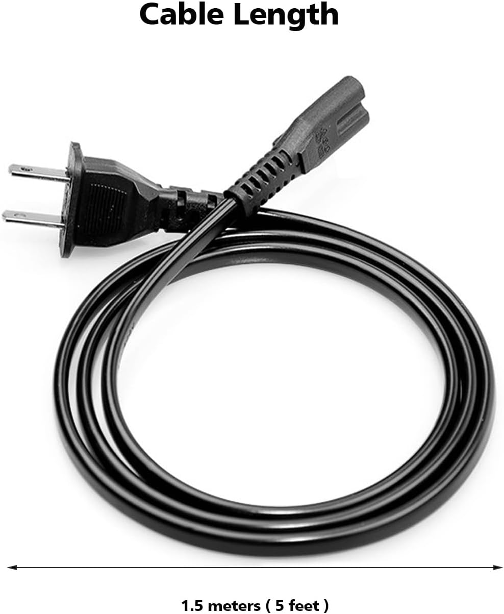 Power Cable for Electric Heating Lunch Box, Mini Crock Pot, Cooluli Mini Fridge Charger Cord 5 FT