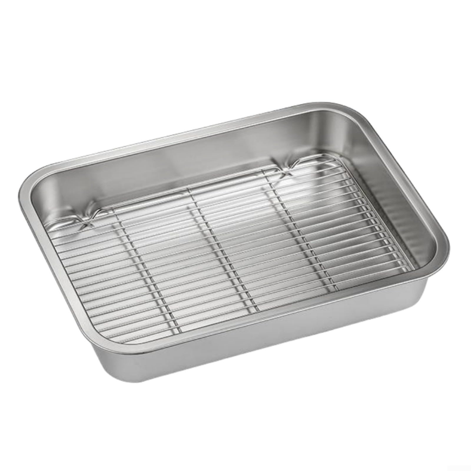 Bandeja rectangular de acero inoxidable para hornear galletas con estante de refrigeración extraíble, bandeja antiadherente apta para horno (40 x 30 x 5 cm)