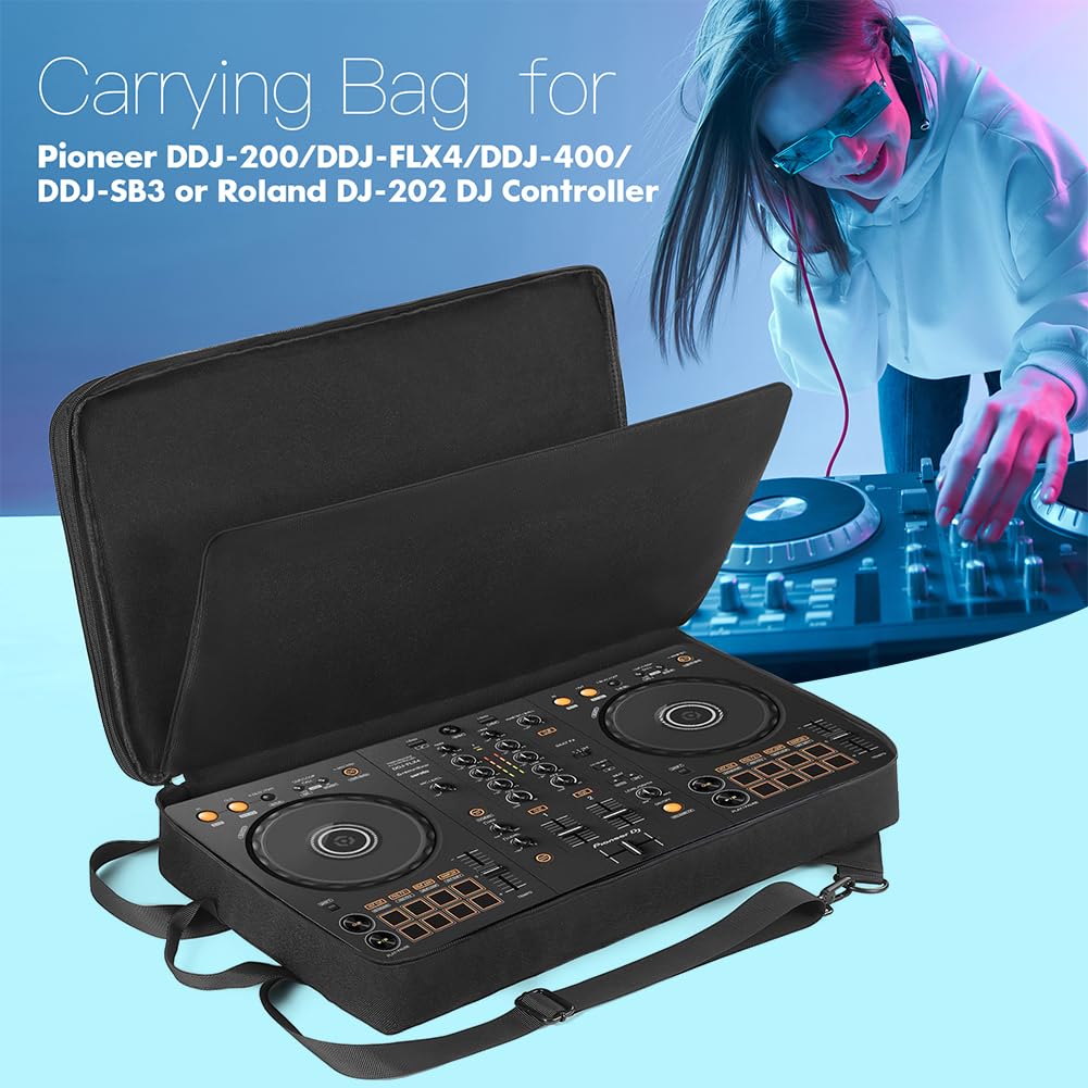 Mochila para DJ Pioneer DDJ-400, DDJ-FLX4 y Roland DJ-202 - Funda antiarañazos con correa ajustable - Bolsa de viaje para DJs, Black