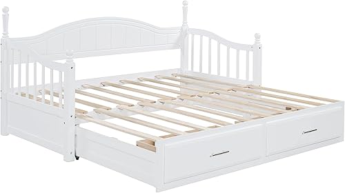 Miniatura 8 de Harper & Bright Designs Sofá cama individual de los años 80 y 90 con nido, base de cama extensible con 2 cajones de almacenamiento, cabecera