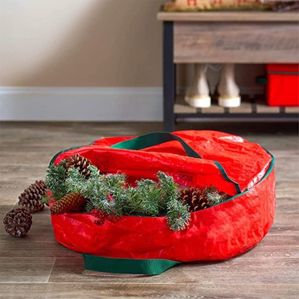 NOBRIM 3 Pack Premium Christmas Wreath Storage Bag 30in Dual Zip Storage Container Artificial Wreaths Holiday Xmas Bag