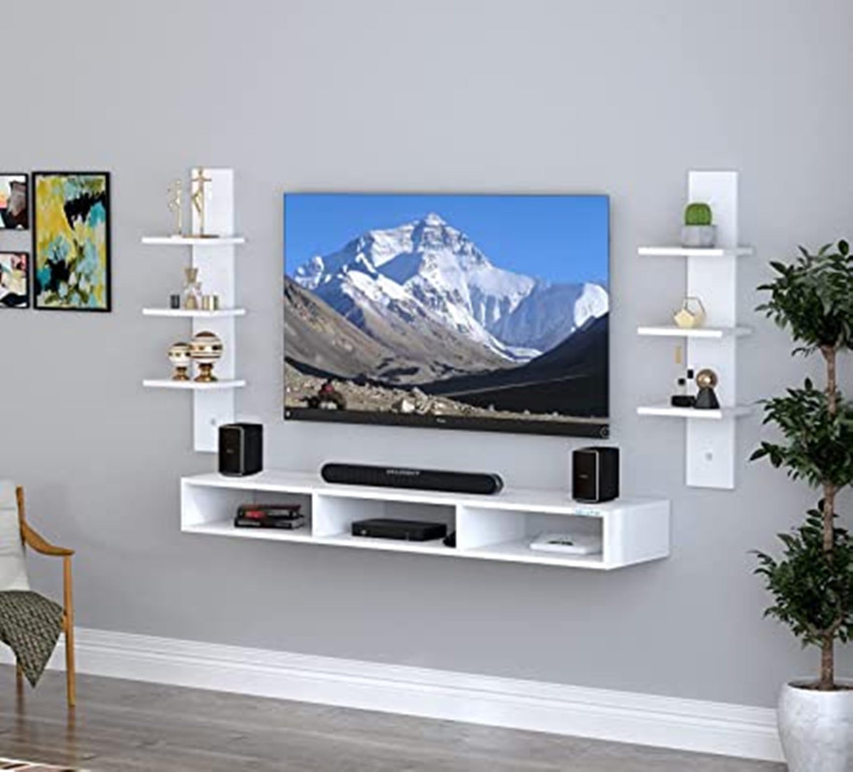 Compact TV Unit for Living Room | Engineered Wood Media Console with Open & Closed Storage-image-36