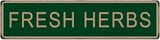 Fresh Herbs Tin Sign Vintage Metal Sign Retro Green Garden Decorations Plant Floral Printing Poster Aluminum Sign Hanging Plaque for Home Garden Yard Patio Farmhouse Wall Decor 4x16 Inches