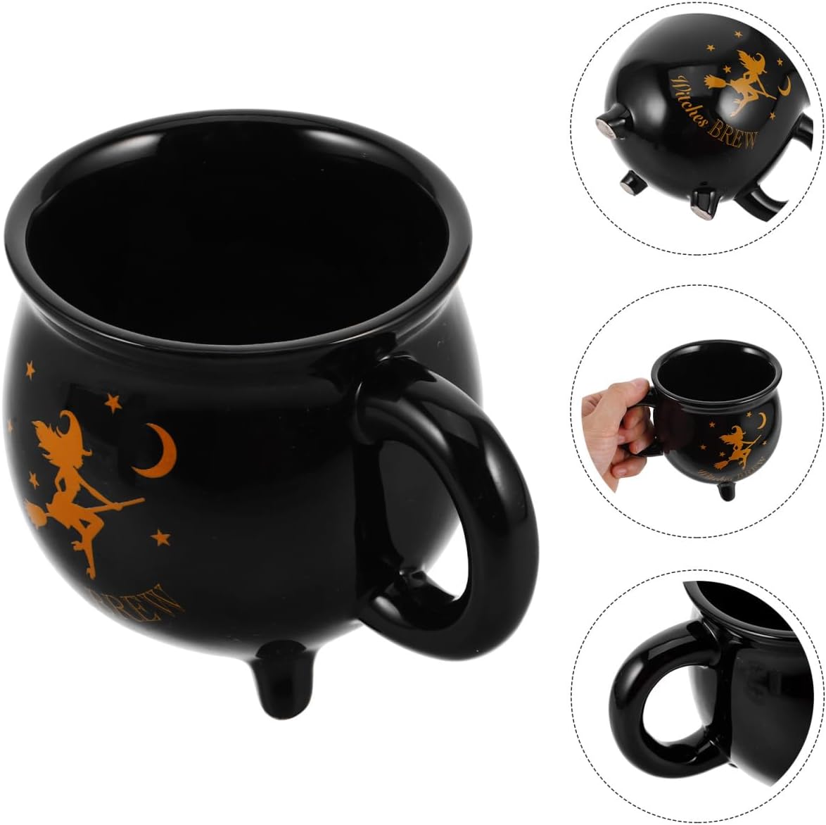 GLEAVI Witch Cup Ceramic Cauldron Mug 12Oz Porcelain Coffee Mug for Women Unique Witchy Drinkware for Halloween Kitchen Dining - Image 8