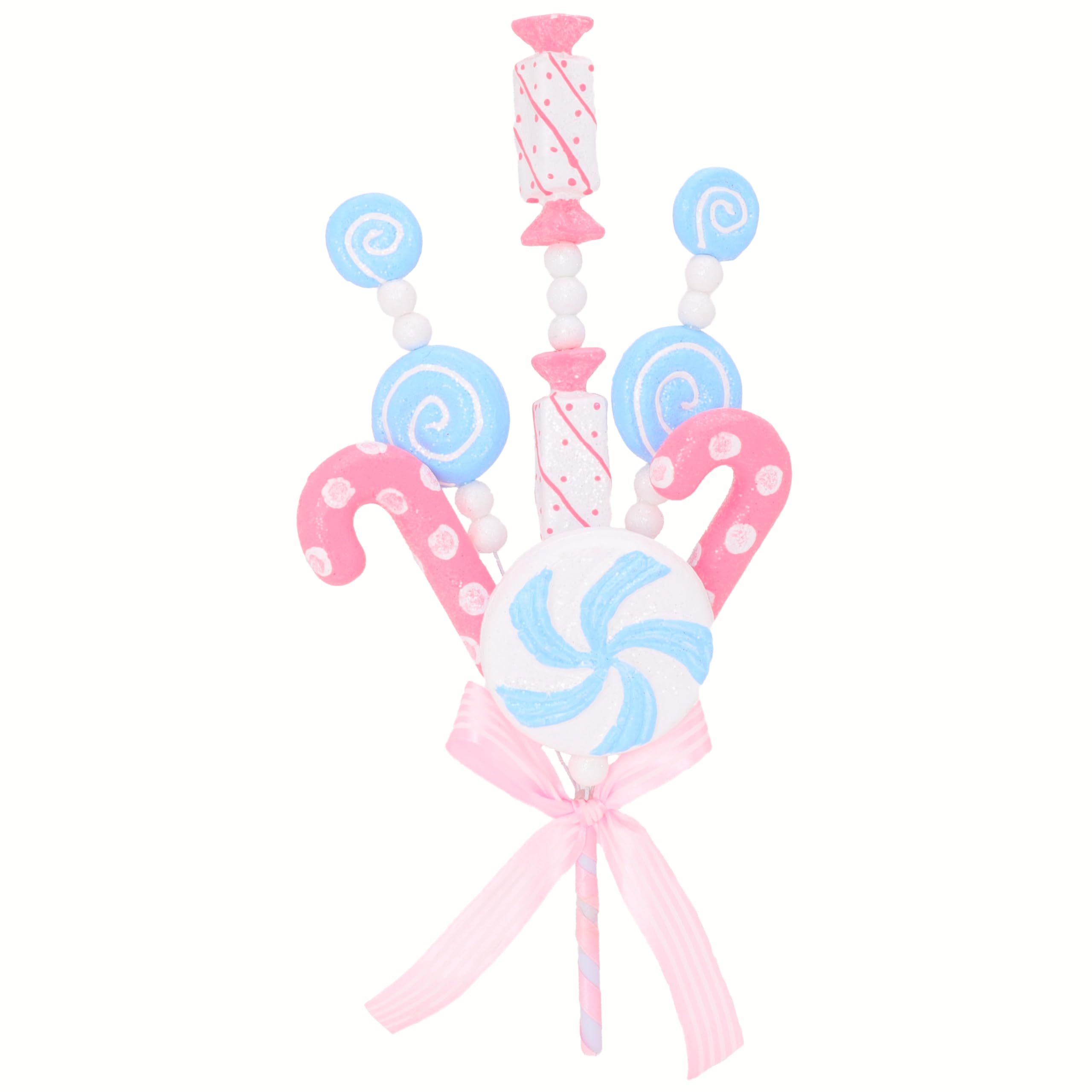 Christmas Concepts® 400mm (16") Candy Theme Glittery Sweets Christmas Tree Pick - DIY Garland/Wreath/Flower Arrangements - Christmas Tree Decoration (Pink & Blue)