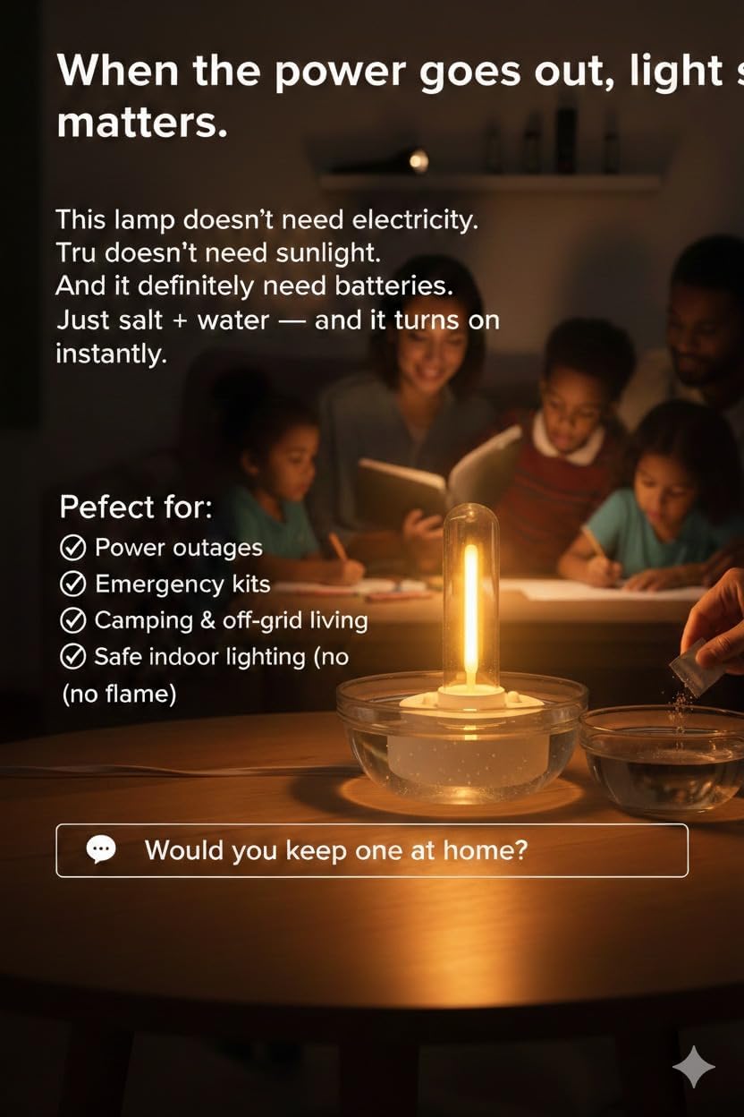 Warm Harmony Salt Water Candle Lamp, Floating Waterproof LED Light, Warm White, Portable, for Camping, Fishing and Indoor Power Outages