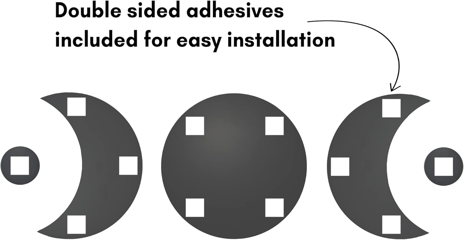 Americanflat Adhesive Mirror Tiles - Set of 5 Moon Phase Mirrors for Wall and Home Decor - Peel and Stick Mirrors - Modern Glass Mirror for Bathroom, Bedroom, Living Room
