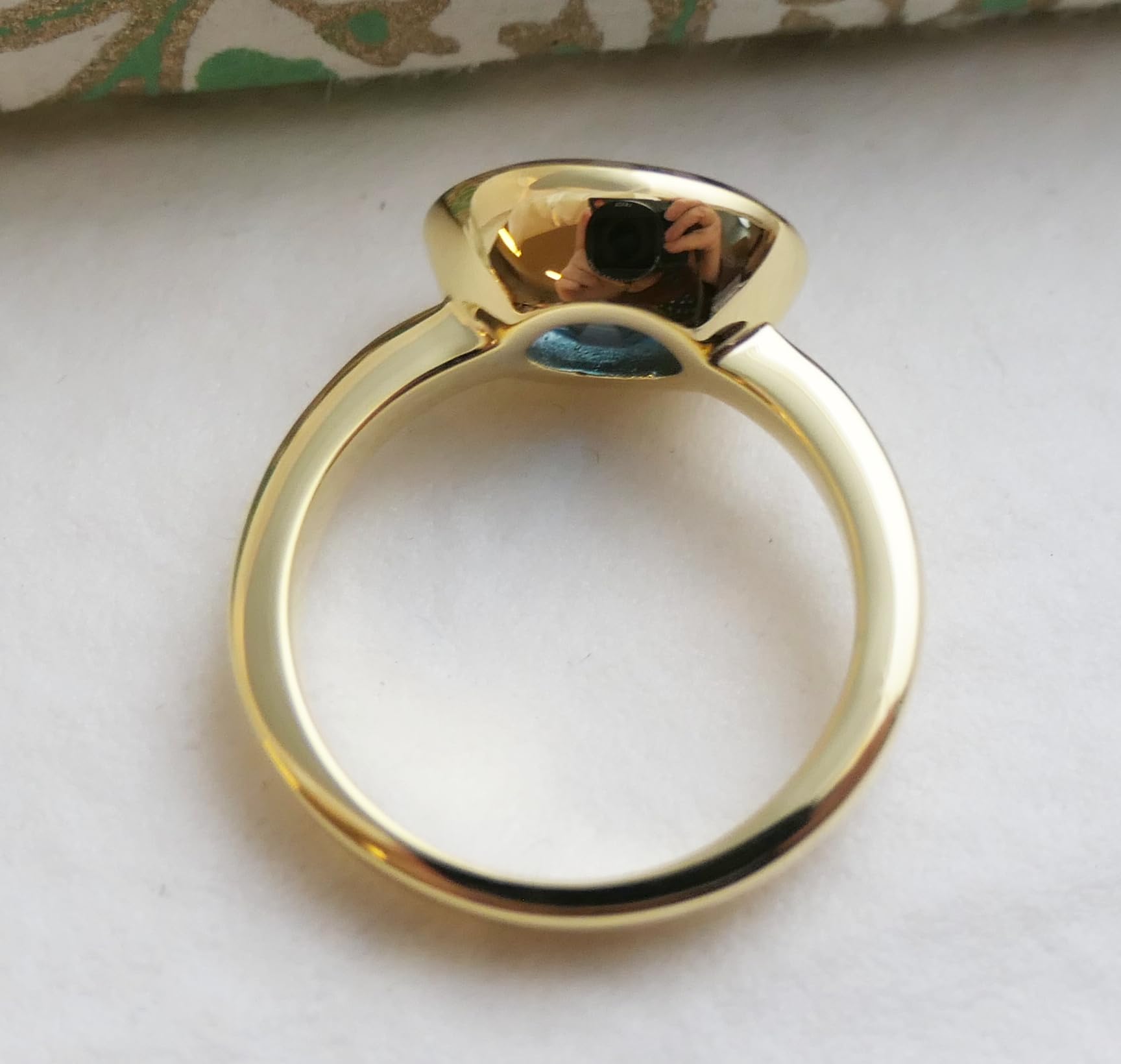 Anillo de plata de ley chapada en oro con topacio azul Londres US Size 7 / Diameter 17.3