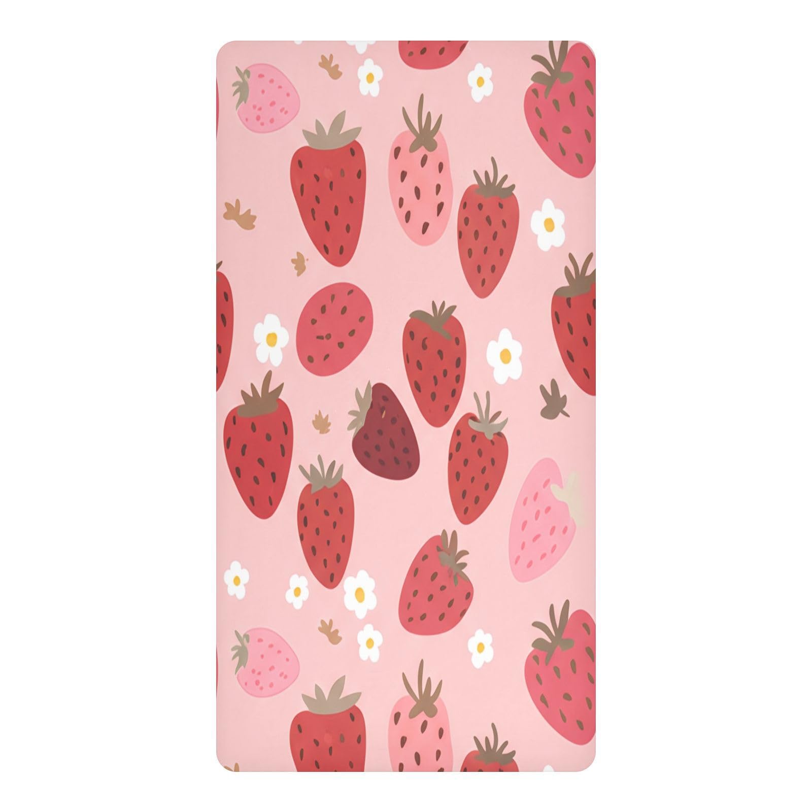 JiangGgen Red Strawberries Baby Crib Sheet Soft Breathable for Standard Crib-M