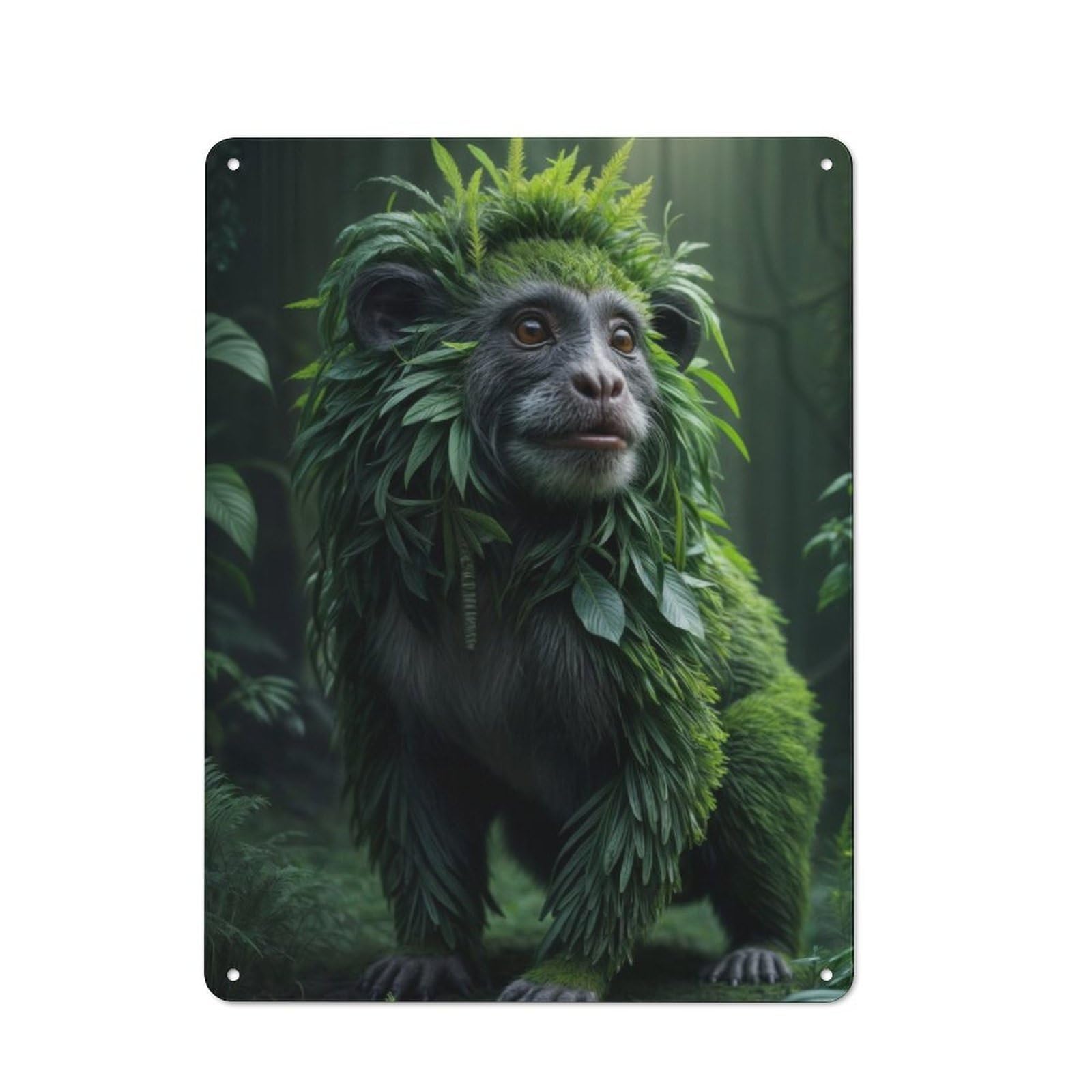 Junmoney Monkey In Foliage Retro Tin Sign 40X30cm For Hallway Wall, For Home Decor Fans Who Collect Metal Signs