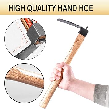 Garden Hoe,Garden Tools Digging Hoe and Rake, Hand Hoe With Wooden Handle for Loosening Soil and Weeding(1pc- Hoe)