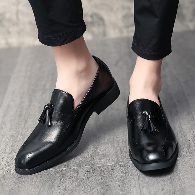 Tassel Formal Shoes for Men Working Outdoor Slip-on Plain Toe Business Non Slip Classic Leather3