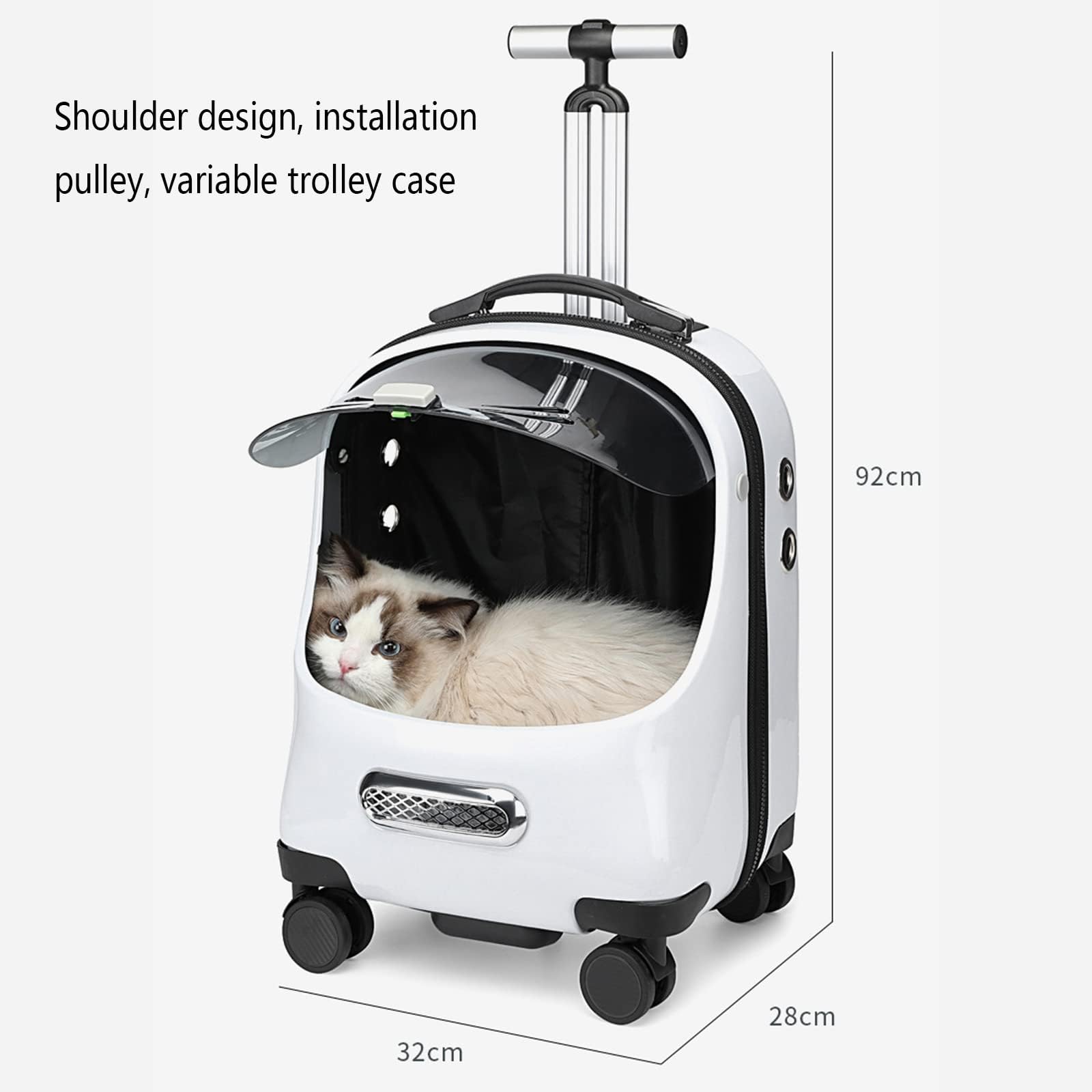 Haustier-Trolley, Atmungsaktive Haustier-Checkbox, Multifunktionales Tragedesign, Teleskopgriff Aus Aluminiumlegierung, Reisetasche Für Haustiere Im Freien (Green)