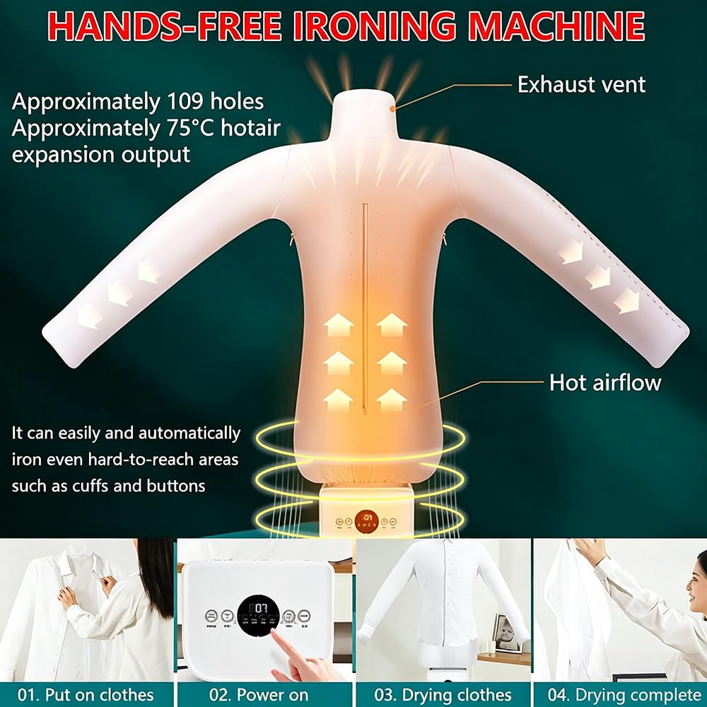 Manichino Stirante Asciuga Camicie con Timer 60 Min e 5 Livelli A