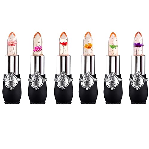 ASUSO Lápiz labial que cambia de color, brillo de labios de flores de cristal, bálsamo labial que cambia de color, labios impermeables, lápiz labial