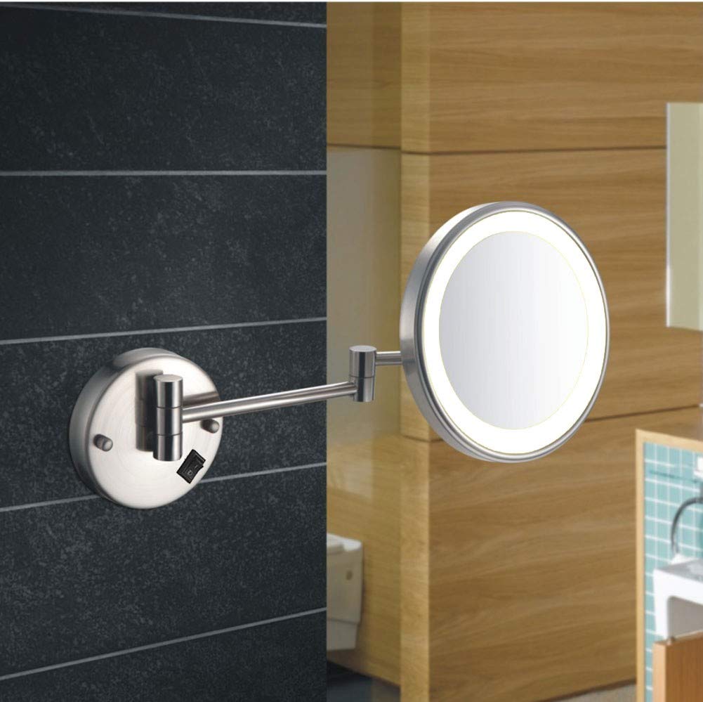 GUYANA Miroir de Maquillage éclairé par LED, Miroir cosmétique Rechargeable USB grossissant 5X à Montage Mural, Miroir de courtoisie Simple Face Extensible pivotant à 180 ° pour miroirs d