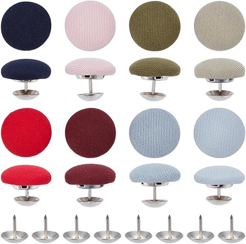 BENECREAT 32 Sets 8 Farben Baseballkappenknöpfe, 19 mm Ersatzknöpfe für Mützen, 