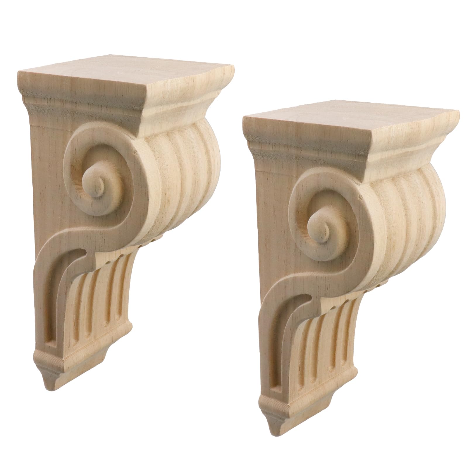 Wealrit 2 Pcs Wood Corbels,Solid Wood Brackets，3.1" x 2.9" x 6.9"