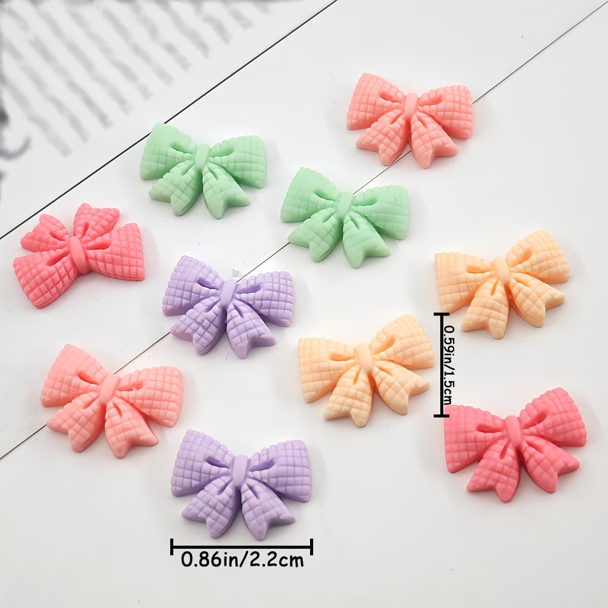 100 PCS Bows Resin Charms Flatback Resins Charm Cute Bow Embellishments Multi Colors Resin Decor for Hair Clips Photo Frames Phone Cases Jewelry Boxes Stationery Boxes Scrapbooking DIY Crafts - Image 2