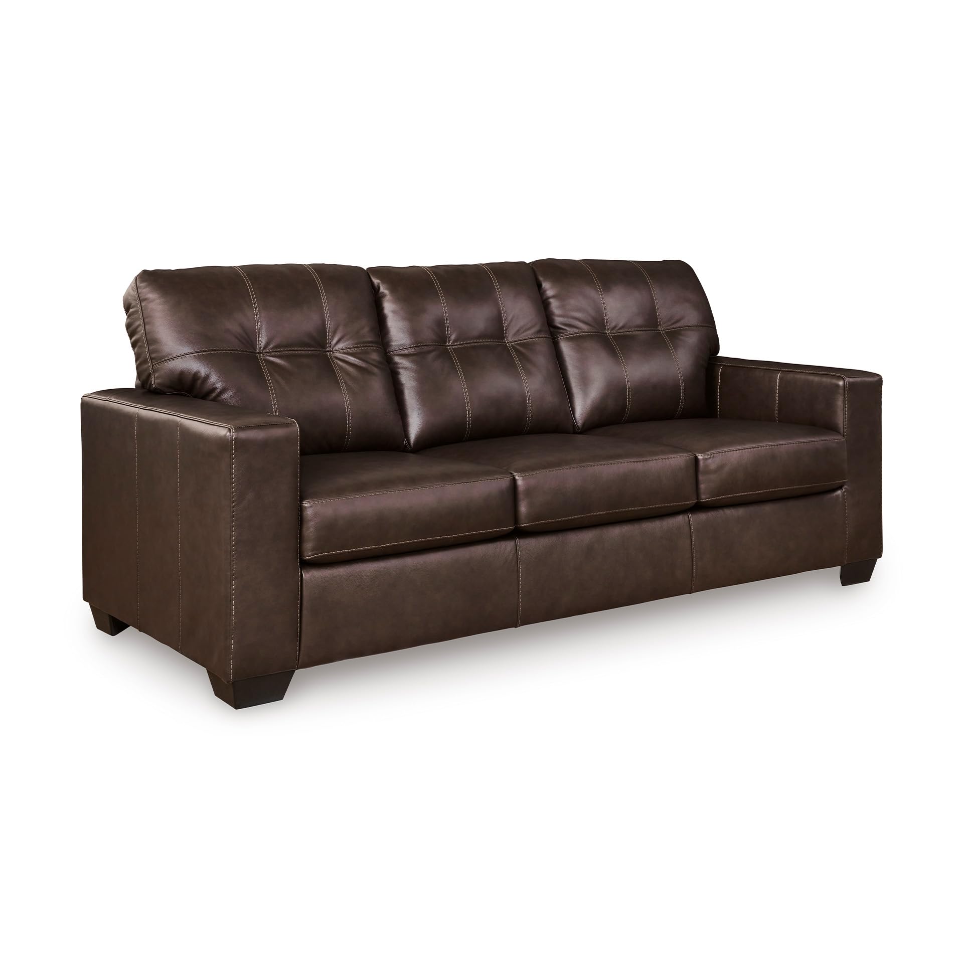 Photo 1 of Signature Design by Ashley Santorine Transitional Tufted Leather Match Sofa, Dark Brown