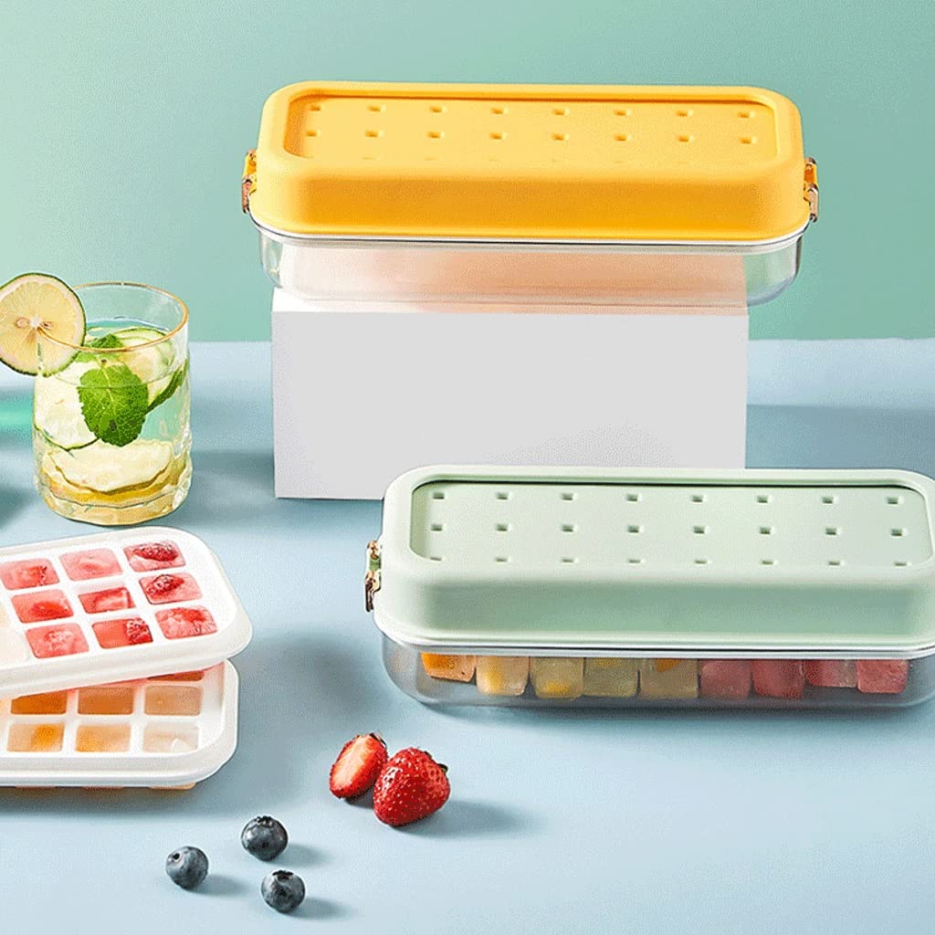Bandeja para cubitos de hielo, caja de almacenamiento de hielo de silicona de grado alimenticio, gran capacidad para uso doméstico