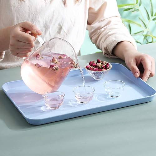 Miniatura 4 de Juego de 4 bandejas grandes de paja de trigo de 4 colores, platos irrompibles y ligeros para restaurante, bandeja apta para microondas y