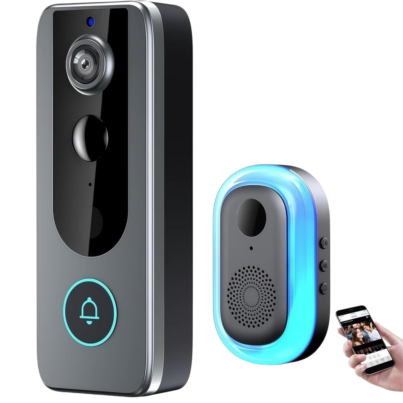 Kuisoe Purepeeki Wireless Video Doorbell Camera -Doorbell Camera Wireless Motion Detection & Night Vision, IP65 Waterproof 4000mAh Battery Free Cloud Storage SD Card Motion Detection (1)