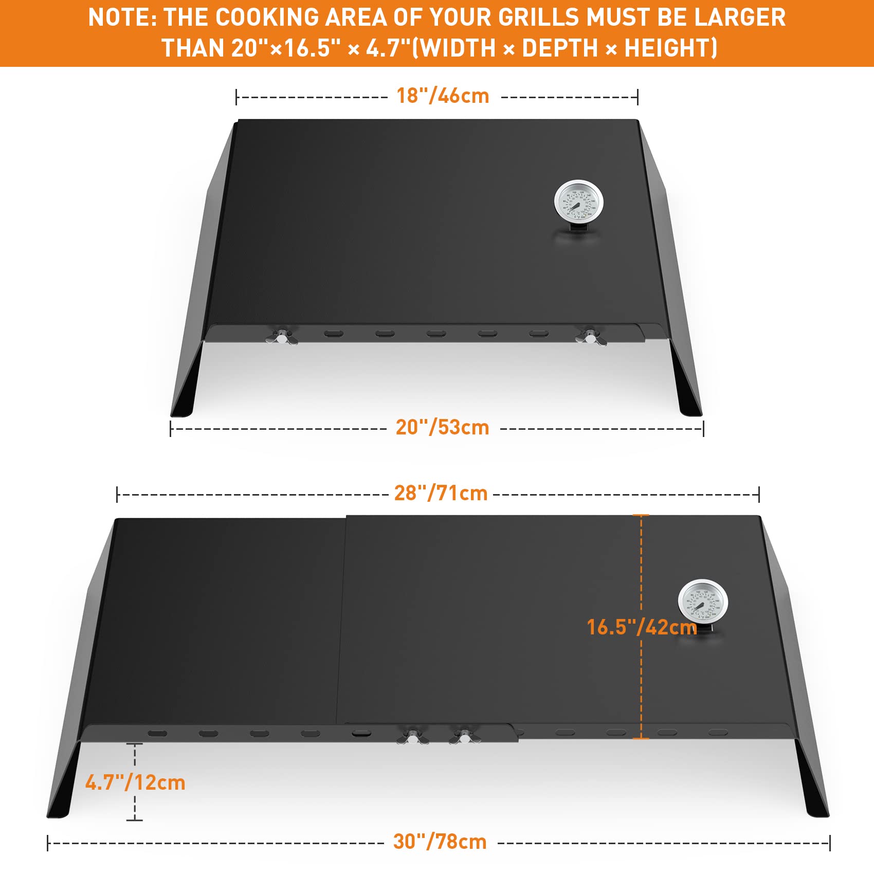 Onlyfire Inserto per Pizza Regolabile per Barbecue a Gas con Termometro 53-78 cm