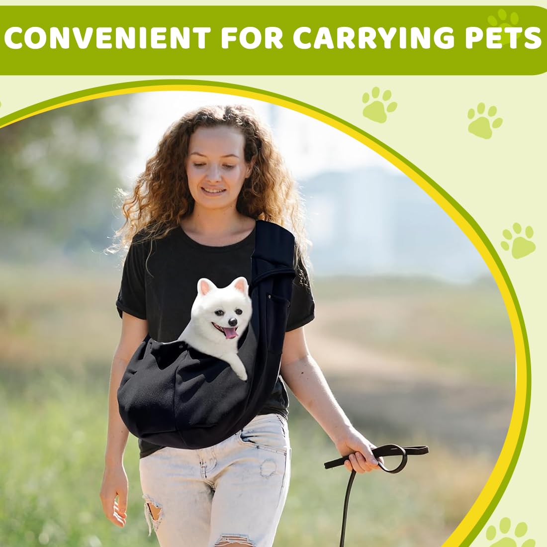 Sac de Transport pour Chien Chat, Réglable Sac à Bandoulière Mains Libres Petit Chien, pour l'extérieur, Les Voyages, pour Chiens/Chats de Taille Moyenne Jusqu'à 7,5 kg