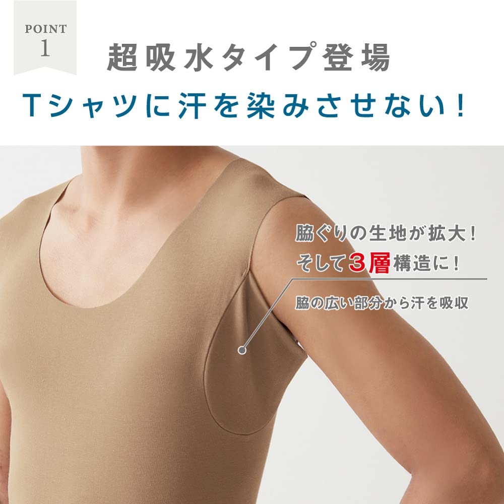 [グンゼ] スリーブレスシャツ YG in.T(インティー) CUT OFFシリーズ 汗パット強化版3層構造 メンズ - 3