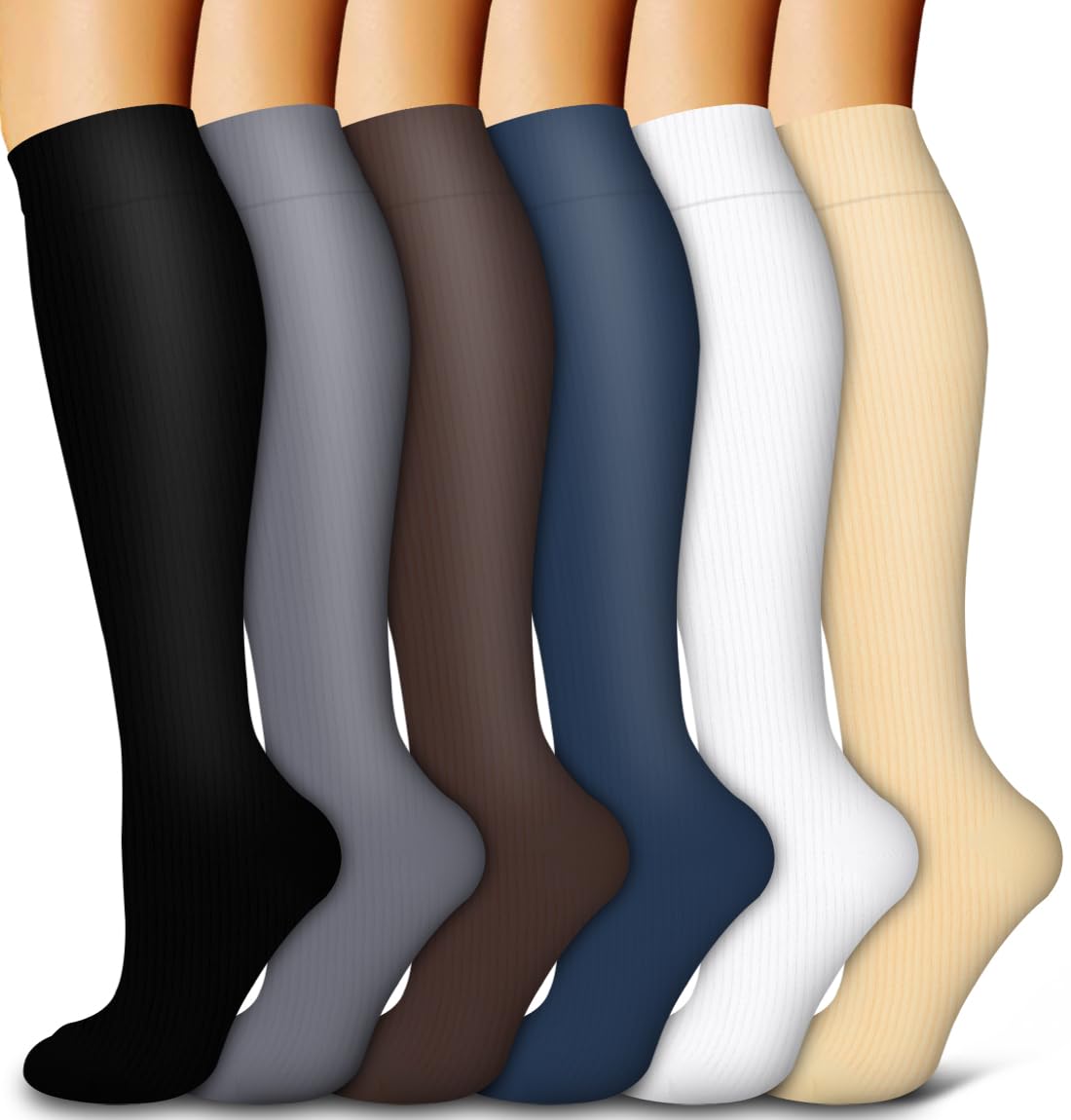 Copper Compression Socks Women & Men(6 Pairs) - Best for Running,Medical,Athletic Sports,Flight Travel, Pregnancy-image-34