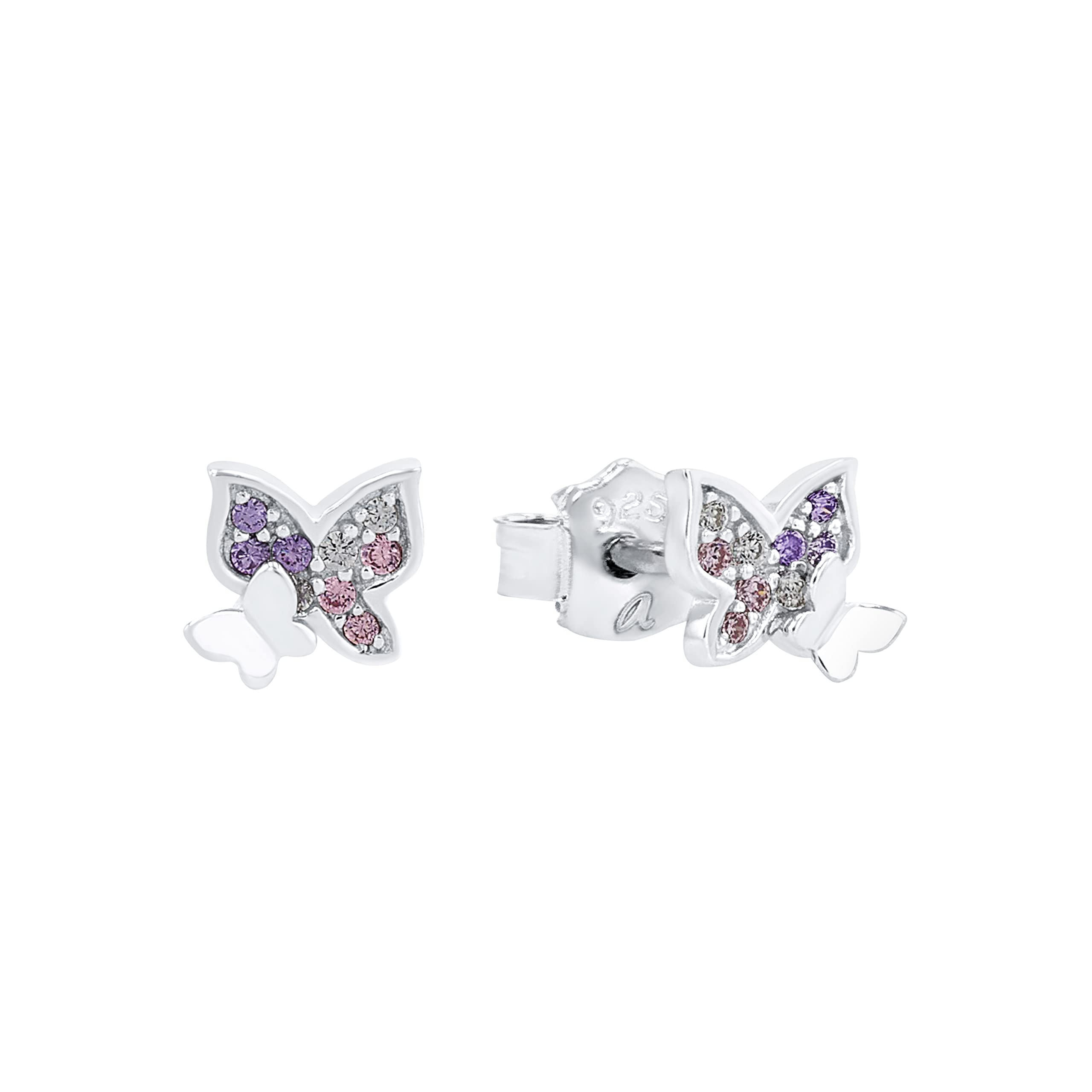 Boucles D'oreilles Filles Amor - Argent Sterling 925 & Zircone Rose - Cœurs - Livrées Dans écrin Cadeau
