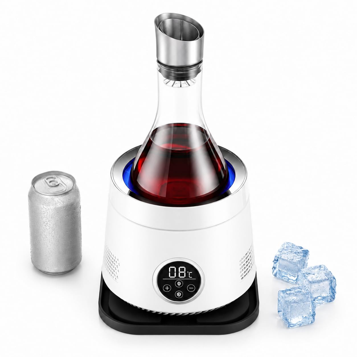 Décanteur électrique avec aérateur et distributeur pour vin rouge White