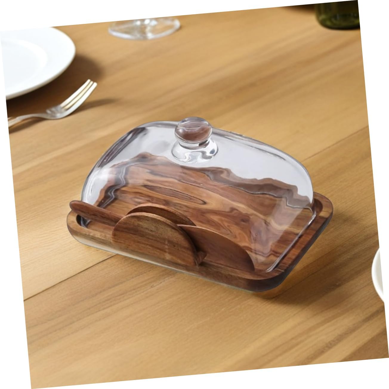 IMIKEYA Elegant Rustic Wood Bread Box Homemade Loaf Keeper Bread Saver Butter Storage Container Cheese Holder Snack Organizer Kitchen Decor Fresh Food Box